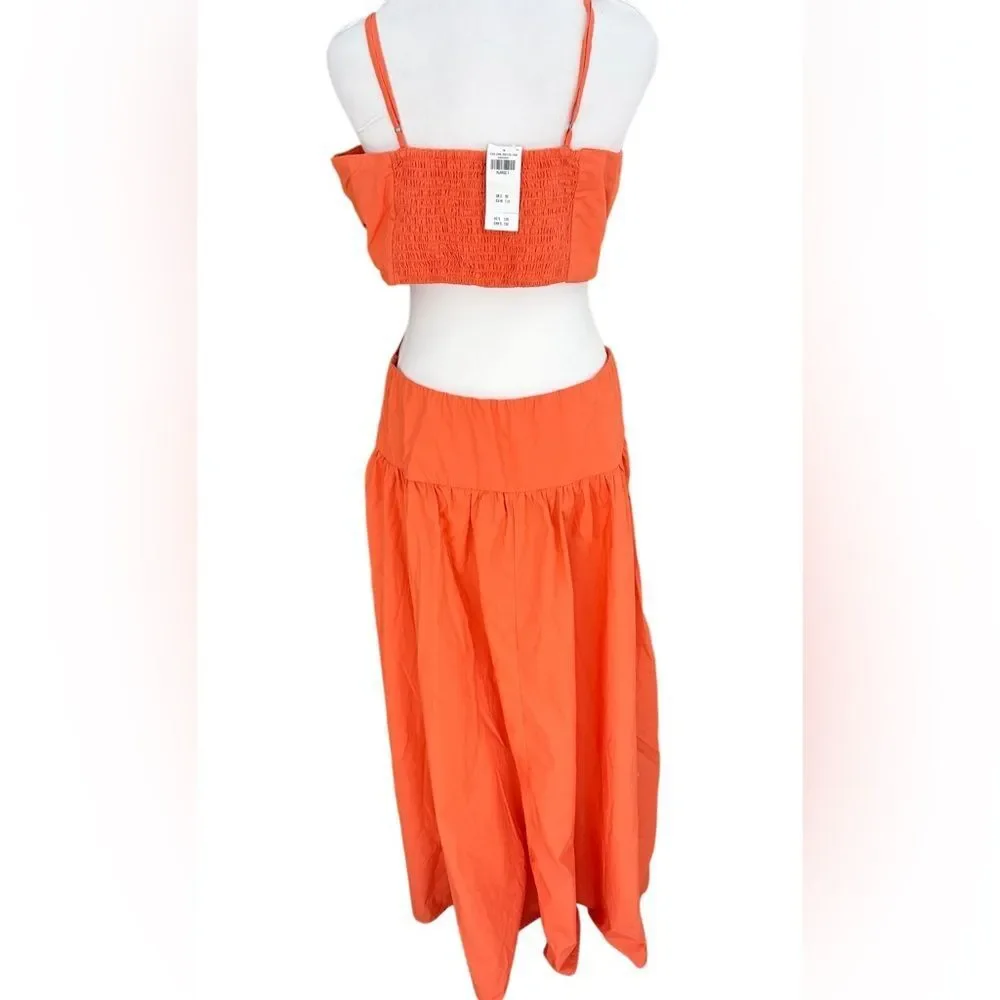 New with tag Abercrombie & Fitch orange drop waist cutout maxi dress size XLT.